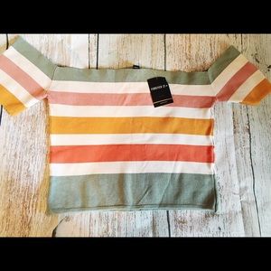 Forever 21 retro striped off the shoulder crop top